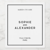 Chic Minimal French Black & White Wedding Weinetikett (Einzelnes Label)