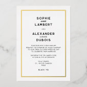 Chic Minimal French Gold Border Wedding Folieneinladung (Vorderseite)