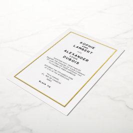 Chic Minimal French Gold Border Wedding Folieneinladung