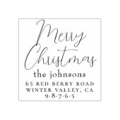 Chic Minimal Frohe Weihnachtsfamilie Rücksendeadre Gummistempel (Prägung)