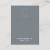 Chic Minimal Gray Custom Monogram Earring Display Visitenkarte (Vorderseite)