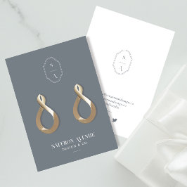 Chic Minimal Gray Custom Monogram Earring Display Visitenkarte