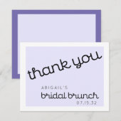 Chic Minimal Lavender Mod Script Bridal Brunch Dankeskarte (Vorne/Hinten)