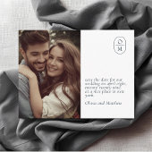 Chic Minimal Modern Photo Monogram Wedding Postkarte