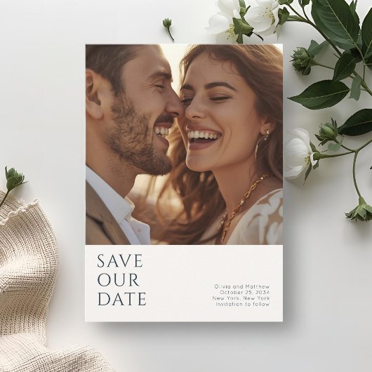 Chic Minimal Modern Photo Monogram Wedding  Save The Date