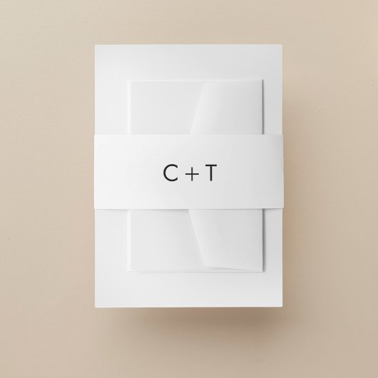 Chic Minimal Modern Plus Signing Monogram Wedding Einladungsbanderole