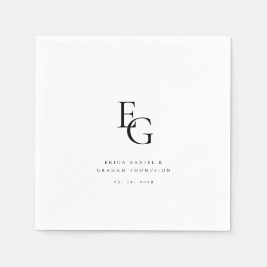 Chic Minimal Monogram Wedding Serviette (Vorderseite)