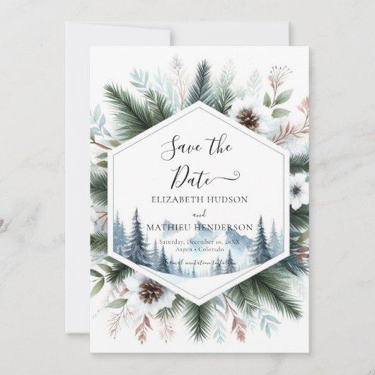 Chic Minimal Mountain Wedding Save The Date (Vorderseite)