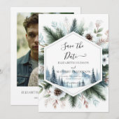 Chic Minimal Mountain Wedding Save The Date (Vorne/Hinten)
