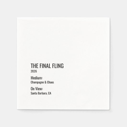 Chic Minimal Museum Label Bachelorette Clean Serviette (Vorderseite)