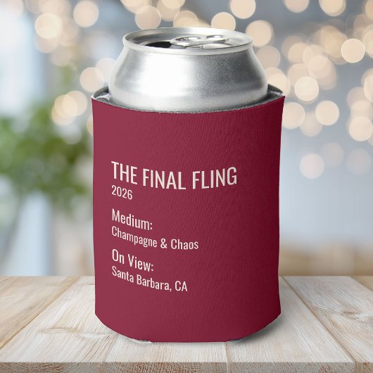 Chic Minimal Museum Label Bachelorette Party Favor Dosenkühler