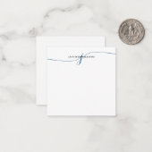 Chic Minimal Navy Blue Script Monogram Mitteilungskarte (Vorderseite/Rückseite Beispiel)