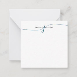 Chic Minimal Navy Blue Script Monogram Mitteilungskarte