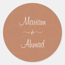 Chic Minimal Ornamental Terracotta Namen Runder Aufkleber