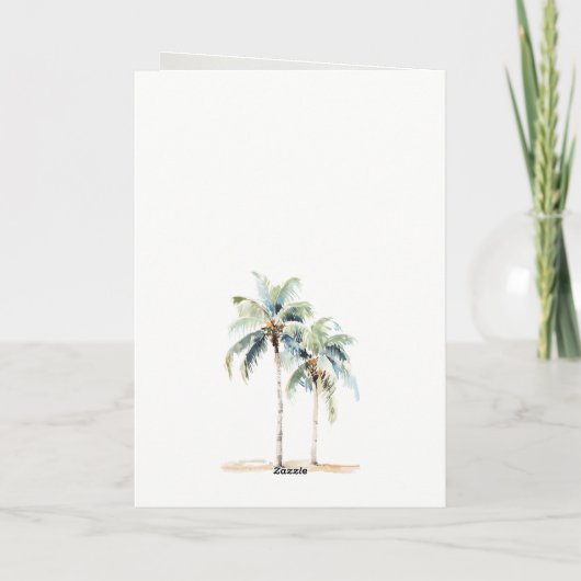 Chic Minimal Palm Trees Tropical Wedding Foto Dankeskarte (Rückseite)