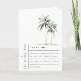 Chic Minimal Palm Trees Tropical Wedding Foto Dankeskarte