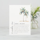 Chic Minimal Palm Trees Tropische Paare Dusche Einladung (Stehend Vorderseite)