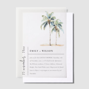 Chic Minimal Palm Trees Tropische Paare Dusche Pergament Einladungen