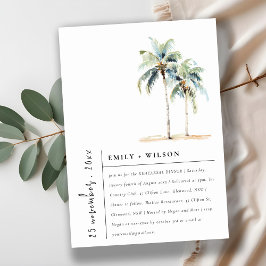 Chic Minimal Palm Trees Tropische Probe Abendessen Einladung