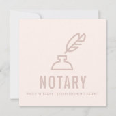 CHIC MINIMAL PINK BLUSH FEATHER NIB INKPOT NOTARY EINLADUNG (Vorderseite)
