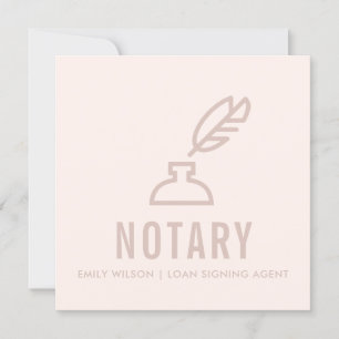 CHIC MINIMAL PINK BLUSH FEATHER NIB INKPOT NOTARY EINLADUNG
