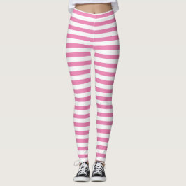 Chic Minimal Rosa und Weiß Streifen Leggings