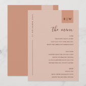 Chic Minimal Rost Peach Typografy Menu Card Dankeskarte (Vorne/Hinten)
