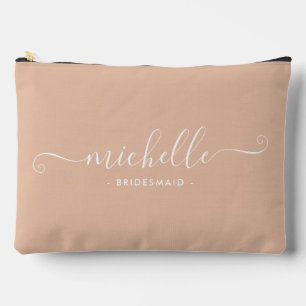 Chic Minimal Sand Beige Personalisiert Bridesmaid Zubehörtasche