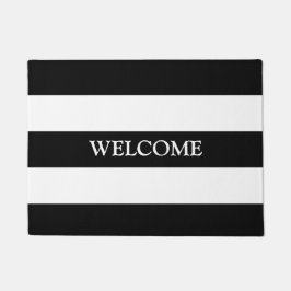 Chic Minimal Schwarz-weiße Linien Streifen individ Fußmatte