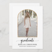 Chic Minimal Script Arch Foto Graduation Party Einladung (Vorne/Hinten)