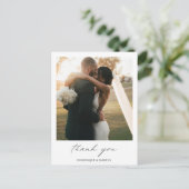 Chic Minimal Simple Foto Wedding Vielen Dank Postkarte (Stehend Vorderseite)