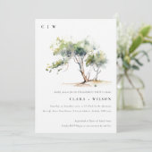 Chic Minimal Simple Watercolor Tree Verlobung Einladung (Stehend Vorderseite)