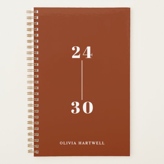 Chic Minimal Terracotta Typografie Planer (Vorderseite)
