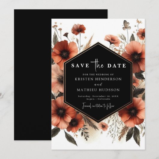 Chic Minimal Terracotta Wedding Save The Date (Vorne/Hinten)