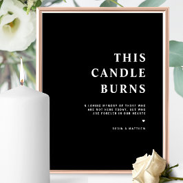 Chic, Minimal This Candle Burns Black Wedding Sign Poster