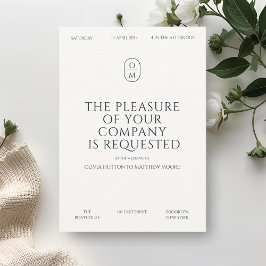 Chic Minimal Typography Monogram Wedding Einladung