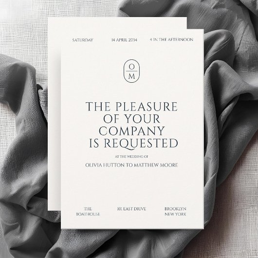 Chic Minimal Typography Monogram Wedding  Einladung