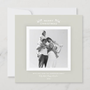 Chic Minimal Warme Grau/Beige Weihnachtsfotokarte Feiertagskarte