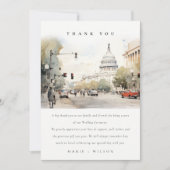 Chic Minimal Washington DC, USA Watercolor Wedding Dankeskarte (Vorderseite)