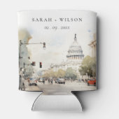 Chic Minimal Washington DC, USA Watercolor Wedding Dosenkühler (Rückseite)