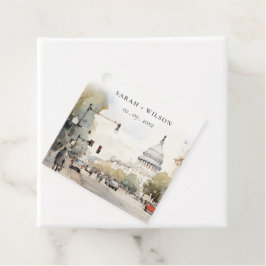 Chic Minimal Washington DC, USA Watercolor Wedding Geschenkanhänger