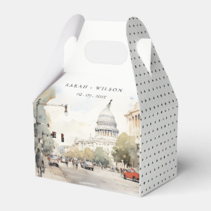 Chic Minimal Washington DC, USA Watercolor Wedding Geschenkschachtel