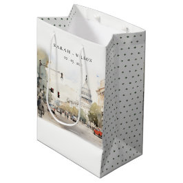 Chic Minimal Washington DC, USA Watercolor Wedding Mittlere Geschenktüte