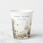 Chic Minimal Washington DC, USA Watercolor Wedding Pappbecher (Rückseite)