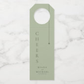 Chic Minimal Wedding Cheers Sage Green ID1046 Flaschenanhänger (Vorderseite)