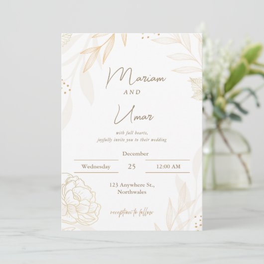 Chic Minimal Wedding Invitation – Editable Templat Einladung (Stehend Vorderseite)