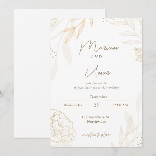 Chic Minimal Wedding Invitation – Editable Templat Einladung (Vorne/Hinten)