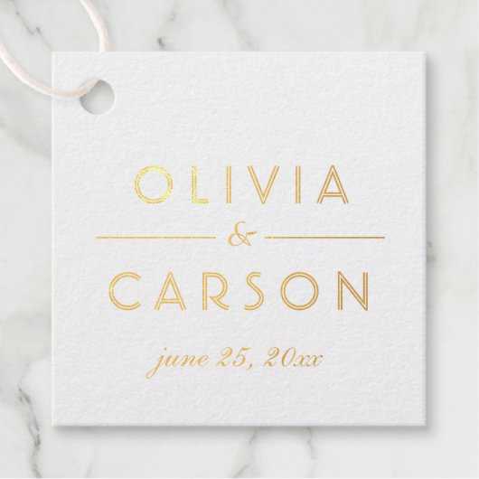 Chic Minimal Wedding Monogram Geschenkanhänger (Vorderseite)