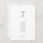 Chic Minimal Wedding Tischnummer & Gästeliste (Vorderseite)