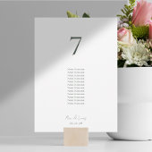 Chic Minimal Wedding Tischnummer & Gästeliste